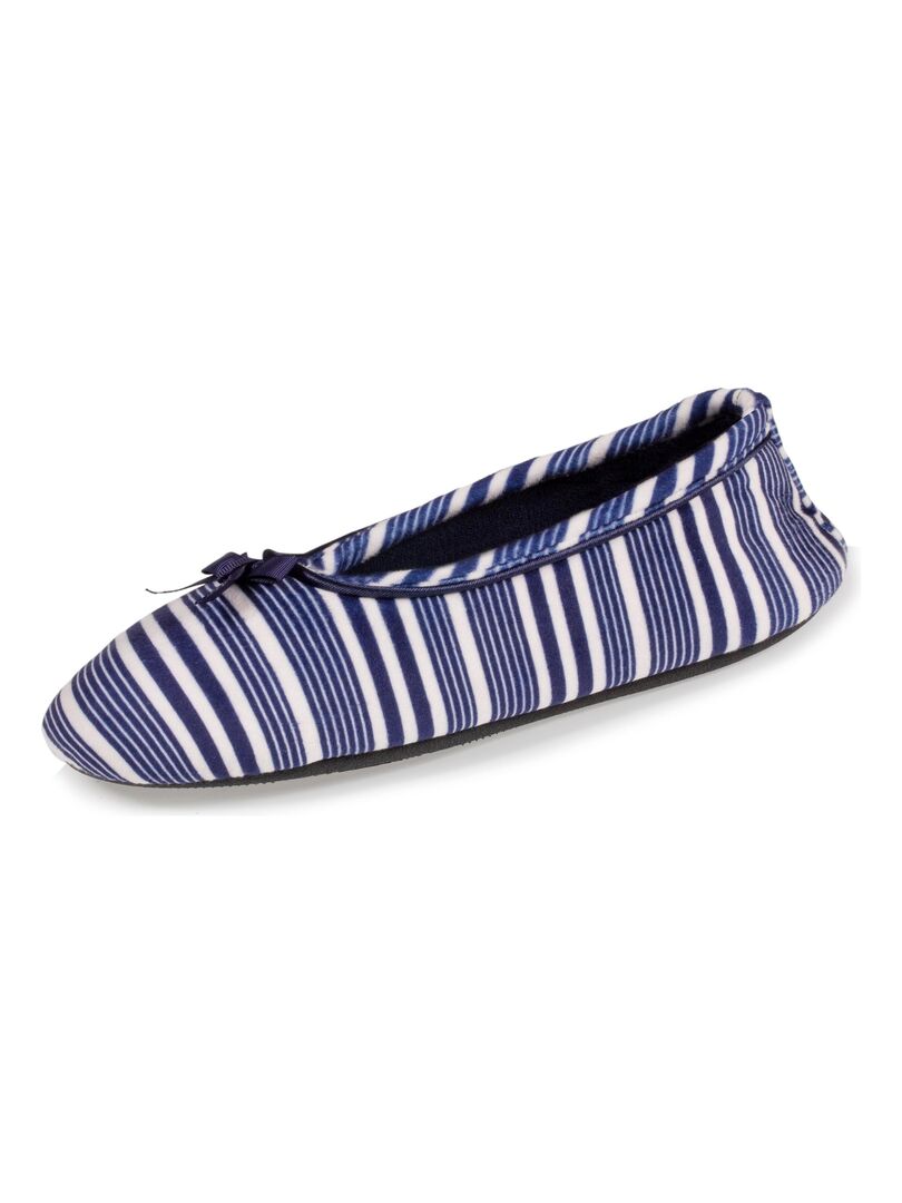 Isotoner Chaussons Ballerines Femme Grand Nœud – Ultra Confort – Semelle Cuir Tannage Végétal – Velours Coton Bio – Élégants Et Écologiques