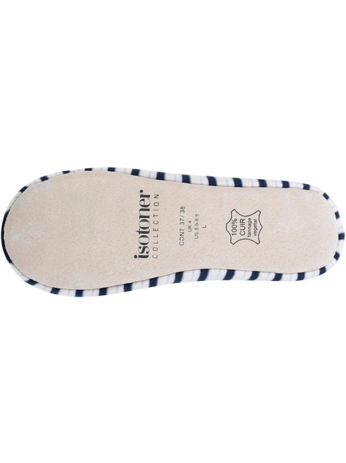 Chaussons ballerines ultra confortables, semelle cuir tannage végétal, grand nœud, femme Isotoner - Kiabi