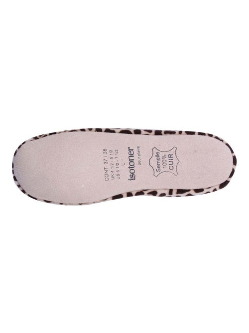 Chaussons ballerines ultra confortables, semelle en cuir, détail grand nœud femme Isotoner - Kiabi