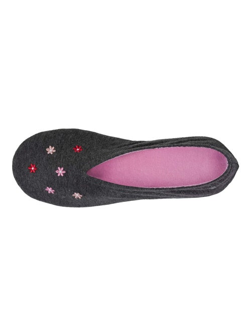Chaussons ballerines ultra confortables, semelle en cuir, détail grand nœud femme Isotoner - Kiabi