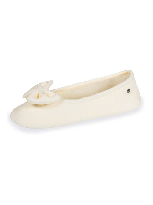 Chaussons ballerines ultra confortables, semelle en cuir, détail grand nœud femme Isotoner - Kiabi