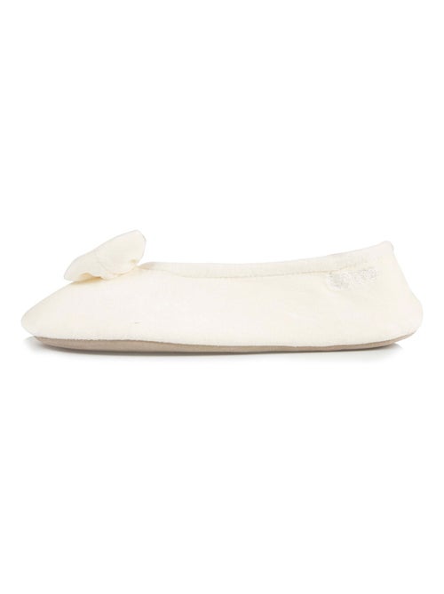 Chaussons ballerines ultra confortables, semelle en cuir, détail grand nœud femme Isotoner - Kiabi
