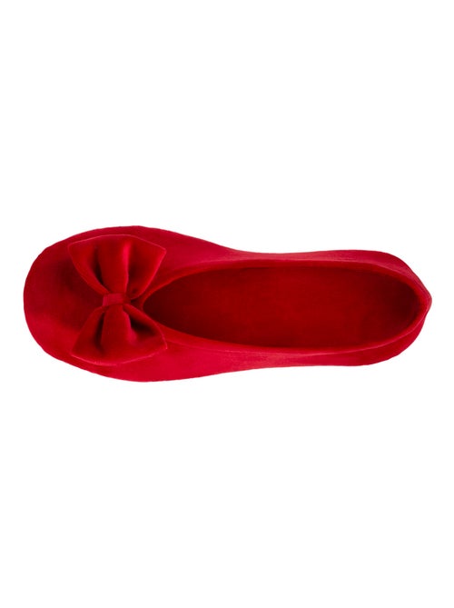 Chaussons ballerines ultra confortables, semelle en cuir, détail grand nœud femme Isotoner - Kiabi
