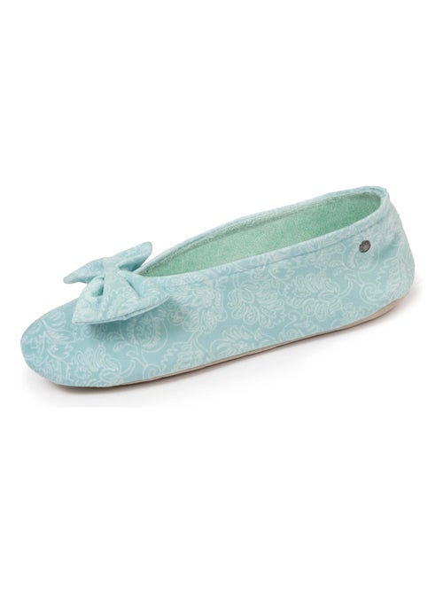 Chaussons ballerines ultra confortables, semelle en cuir, détail grand nœud femme Isotoner - Kiabi