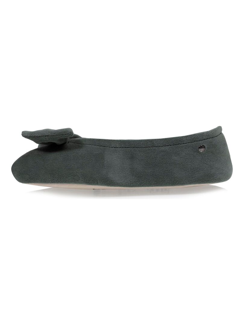 Isotoner Chaussons Ballerines Femme Grand Nœud - Ultra Confortables Semelle Cuir Tannage Végétal