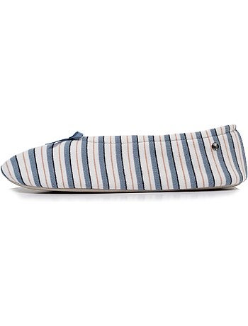 Chaussons ballerines ultra confortables, semelle cuir tannage végétal, grand nœud, femme isotoner