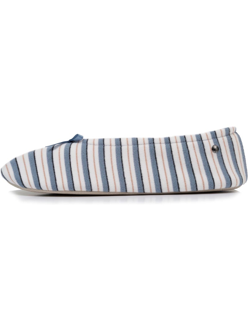 Chaussons ballerines ultra confortables, semelle en cuir, femme Blanc Bleu - Kiabi