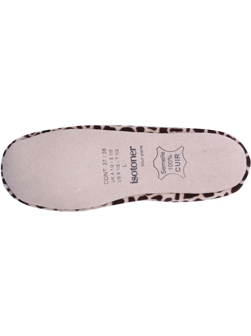 Chaussons ballerines ultra confortables, semelle en cuir, femme Blanc Marron Blanc - Kiabi