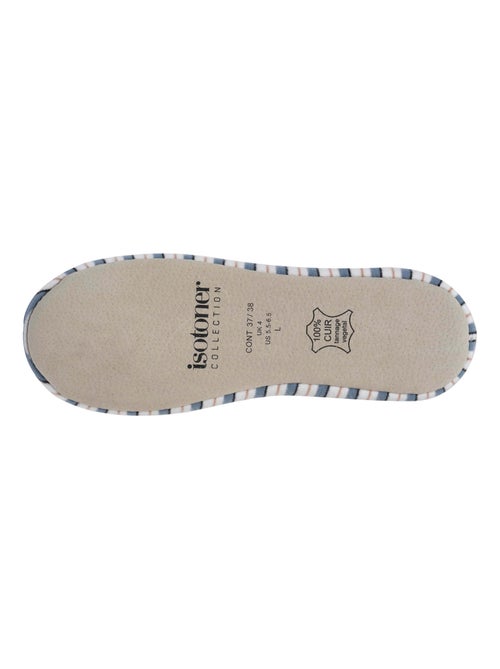 Chaussons ballerines ultra confortables, semelle en cuir, femme Isotoner - Kiabi
