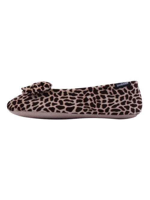 Chaussons ballerines ultra confortables, semelle en cuir, femme Isotoner - Kiabi