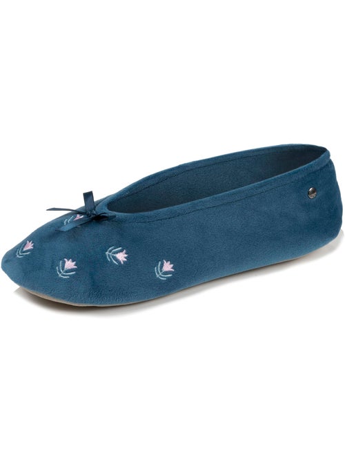Chaussons ballerines ultra confortables, semelle en cuir femme Isotoner - Kiabi
