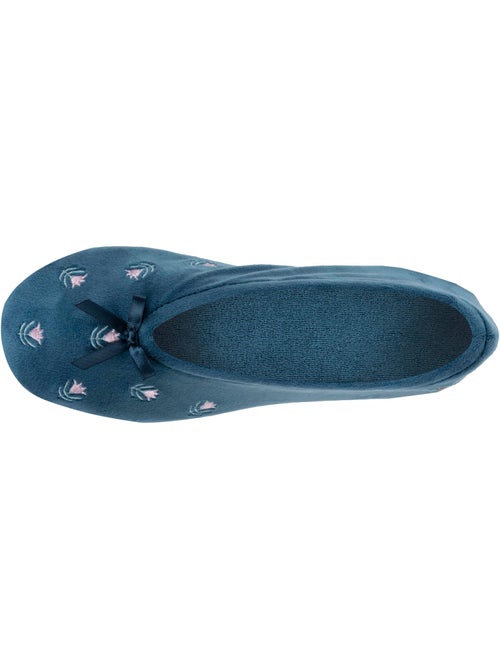 Chaussons ballerines ultra confortables, semelle en cuir femme Isotoner - Kiabi