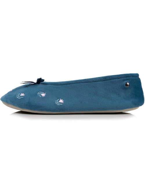 Chaussons ballerines ultra confortables, semelle en cuir femme Isotoner - Kiabi