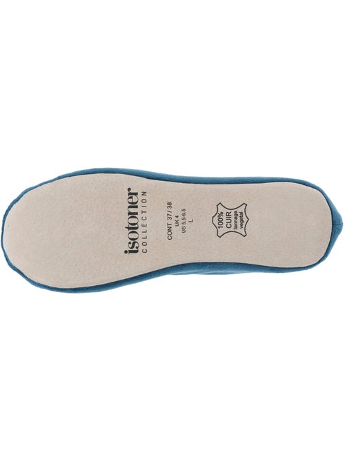 Chaussons ballerines ultra confortables, semelle en cuir femme Isotoner - Kiabi