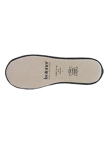 Chaussons ballerines ultra confortables, semelle cuir tannage végétal, grand nœud, femme Isotoner