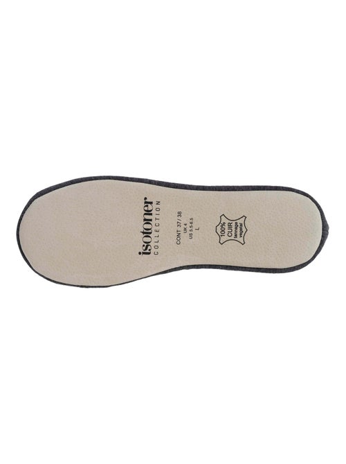 Chaussons ballerines ultra confortables, semelle en cuir, femme Isotoner - Kiabi