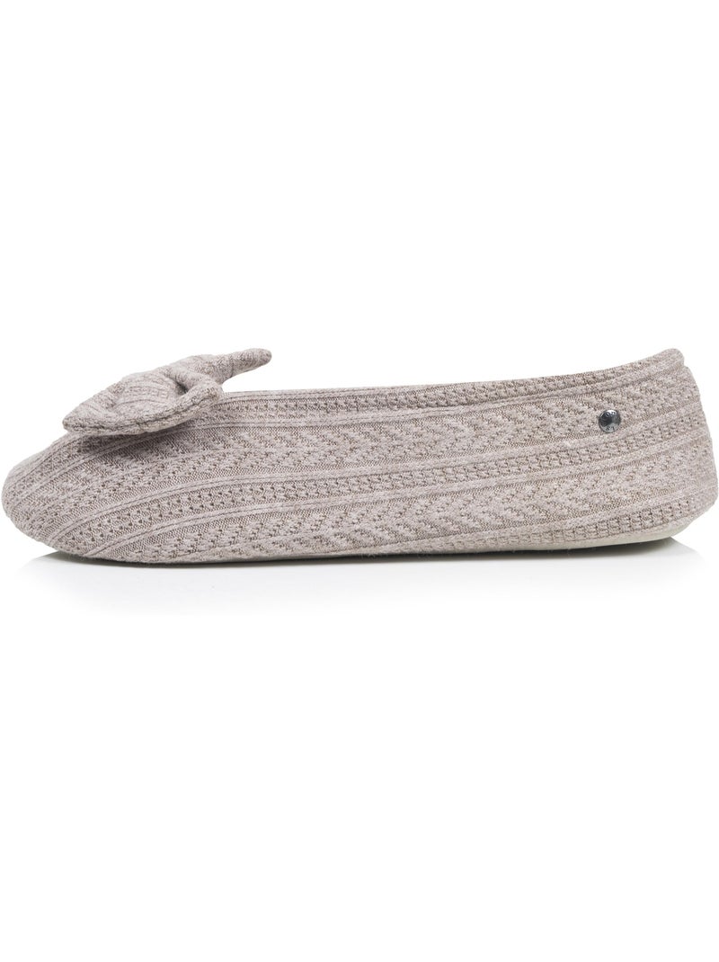 Chaussons ballerines ultra confortables, semelle en cuir, femme isotoner Gris taupe - Kiabi
