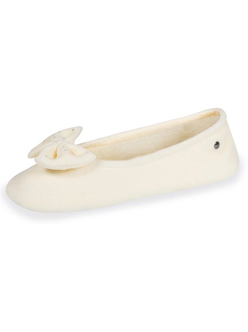 Chaussons ballerines ultra confortables, semelle en cuir, femme Isotoner - Kiabi
