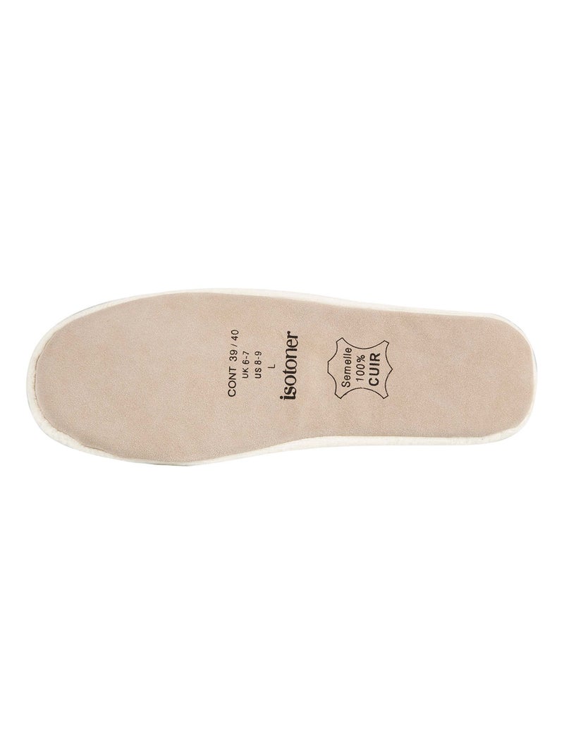 Chaussons ballerines ultra confortables, semelle en cuir, femme Isotoner Ivoire - Kiabi