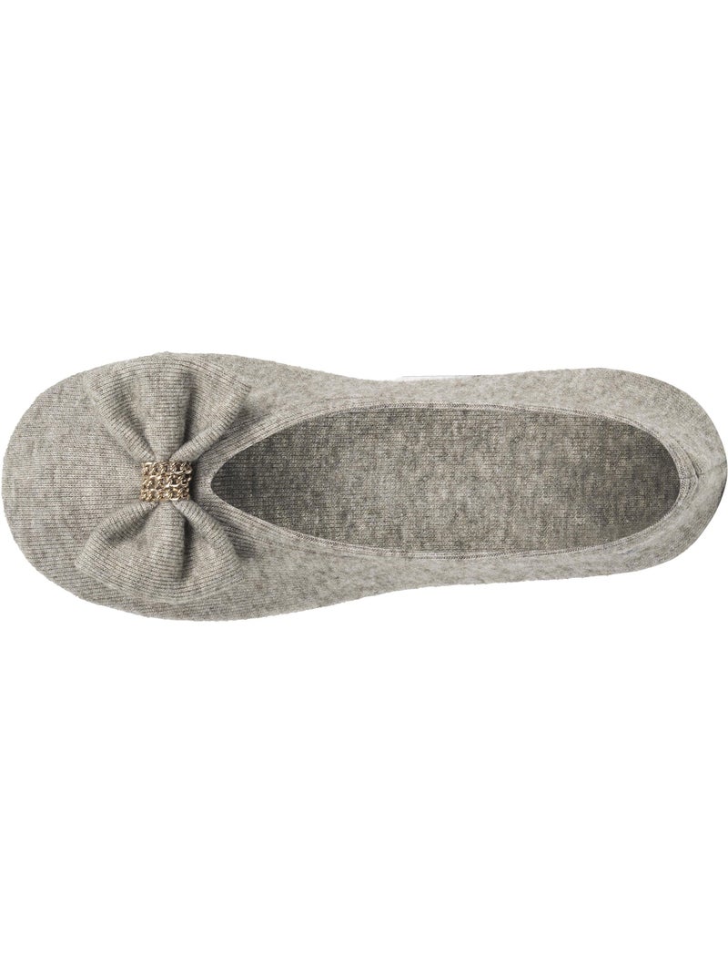 Chaussons ballerines ultra confortables, semelle en cuir, femme isotoner Kaki - Kiabi