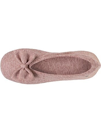 Chaussons ballerines ultra confortables, semelle en cuir, femme isotoner