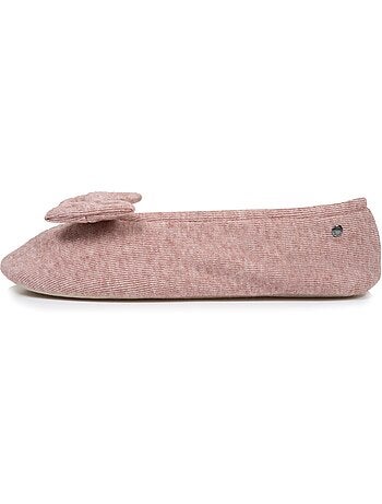 Chaussons ballerines ultra confortables, semelle en cuir, femme isotoner