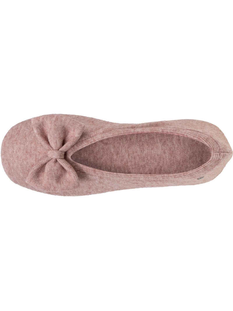 Chaussons ballerines ultra confortables, semelle en cuir, femme isotoner Rose poudré - Kiabi