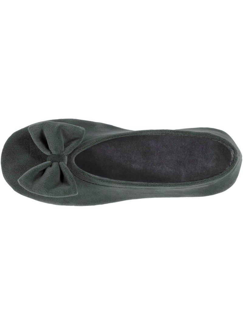 Chaussons ballerines ultra confortables, semelle en cuir, femme isotoner Vert clair - Kiabi