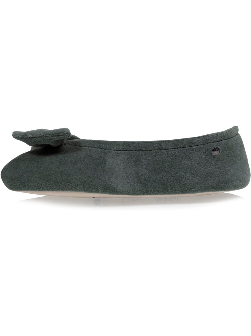 Chaussons ballerines ultra confortables, semelle en cuir, femme isotoner Vert clair - Kiabi