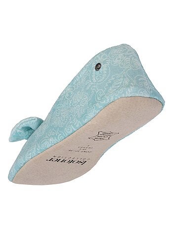 Chaussons ballerines ultra confortables, semelle cuir tannage végétal, grand nœud, femme Isotoner