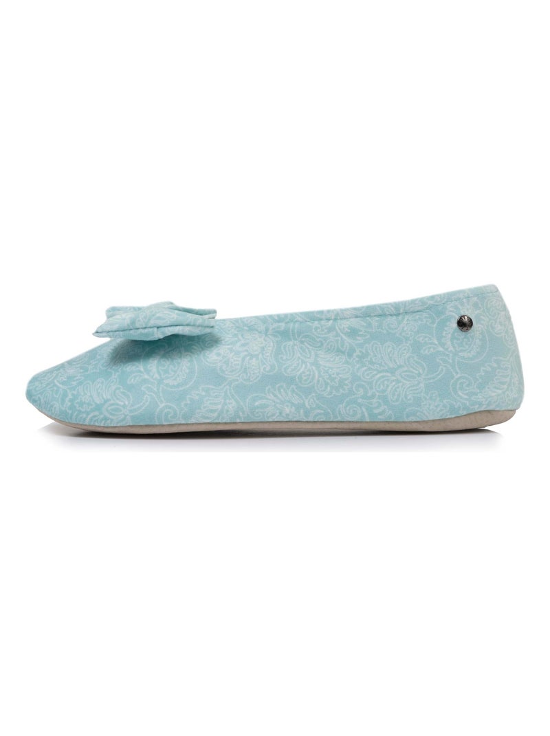 Chaussons ballerines ultra confortables, semelle en cuir, femme Isotoner Vert d'eau - Kiabi