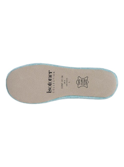 Chaussons ballerines ultra confortables, semelle en cuir, femme Isotoner - Kiabi