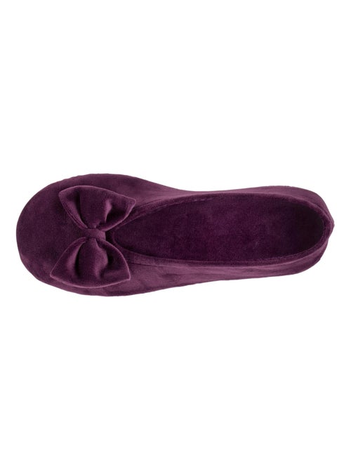 Chaussons ballerines ultra confortables, semelle en cuir, femme Isotoner - Kiabi