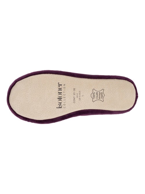Chaussons ballerines ultra confortables, semelle en cuir, femme Isotoner - Kiabi
