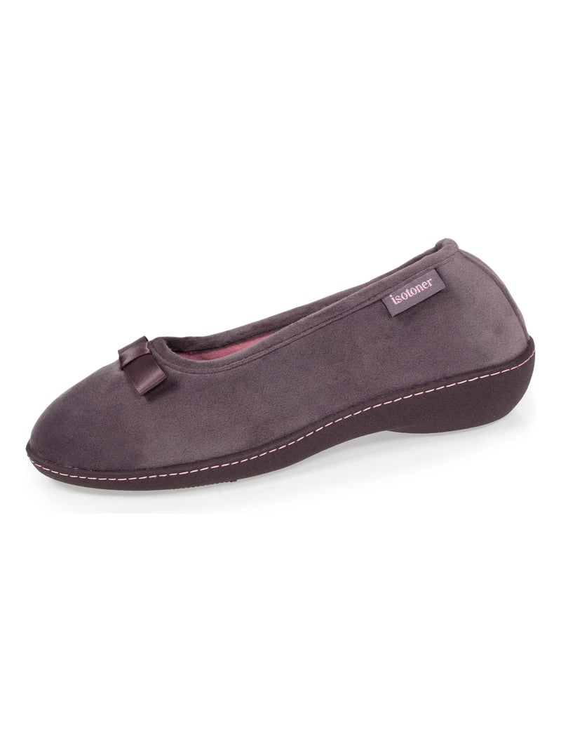 Chaussons ballerines ultra doux, ultra confort talon de 3,8 cm femme Isotoner Gris foncé - Kiabi