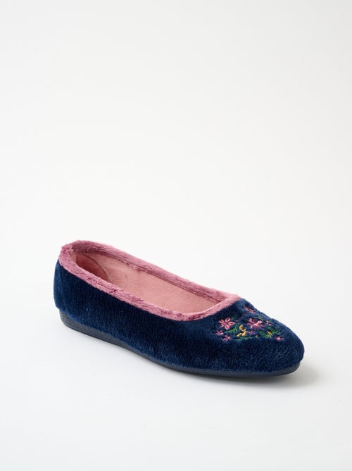 Chaussons ballerines velours largeur confort - Kiabi