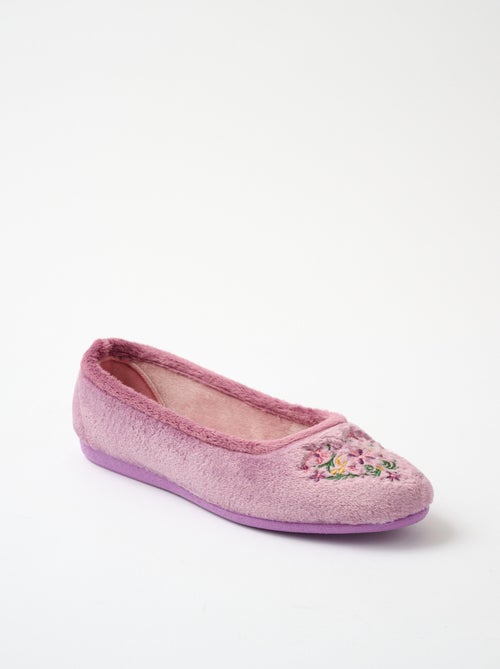 Chaussons ballerines velours largeur confort - Kiabi