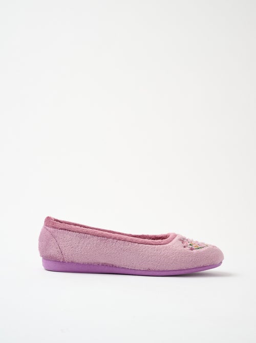 Chaussons ballerines velours largeur confort - Kiabi
