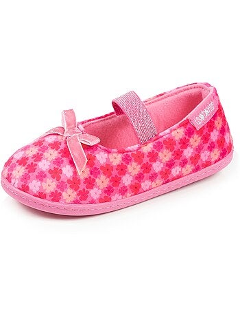 Chaussons ballerines velours, maintien souple, facile à fille Isotoner