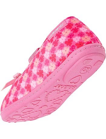 Chaussons ballerines velours, maintien souple, facile à fille Isotoner