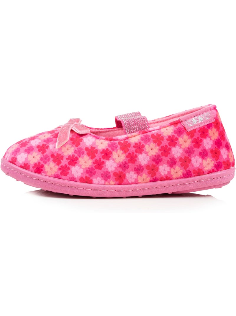 Chaussons ballerines velours, maintien souple, facile à fille Rose - Kiabi