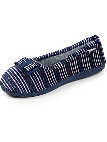 Chaussons ballerines microvelours semelle ergonomique soutien voûte plantaire femme Isotoner