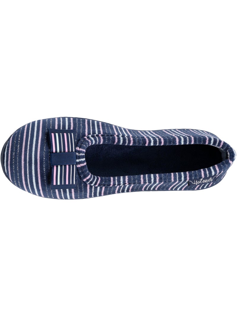 Chaussons ballerines velours semelle ergonomique femme Isotoner Bleu Rose - Kiabi