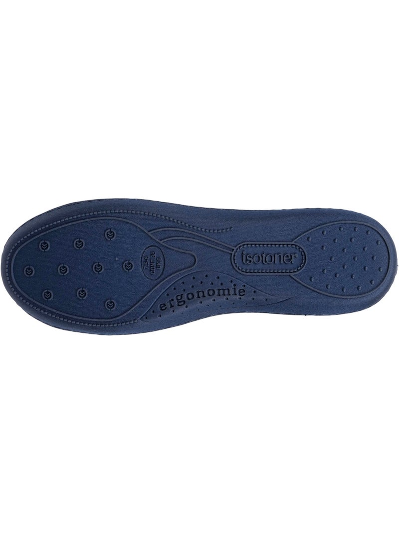 Chaussons ballerines velours semelle ergonomique femme Isotoner Bleu Rose - Kiabi