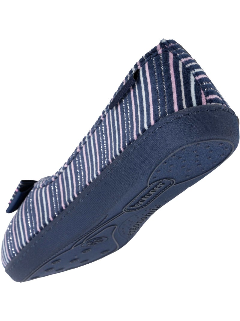 Chaussons ballerines velours semelle ergonomique femme Isotoner Bleu Rose - Kiabi