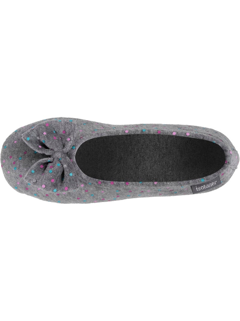 Chaussons ballerines velours semelle ultra souple mousse à femme Isotoner Gris - Kiabi