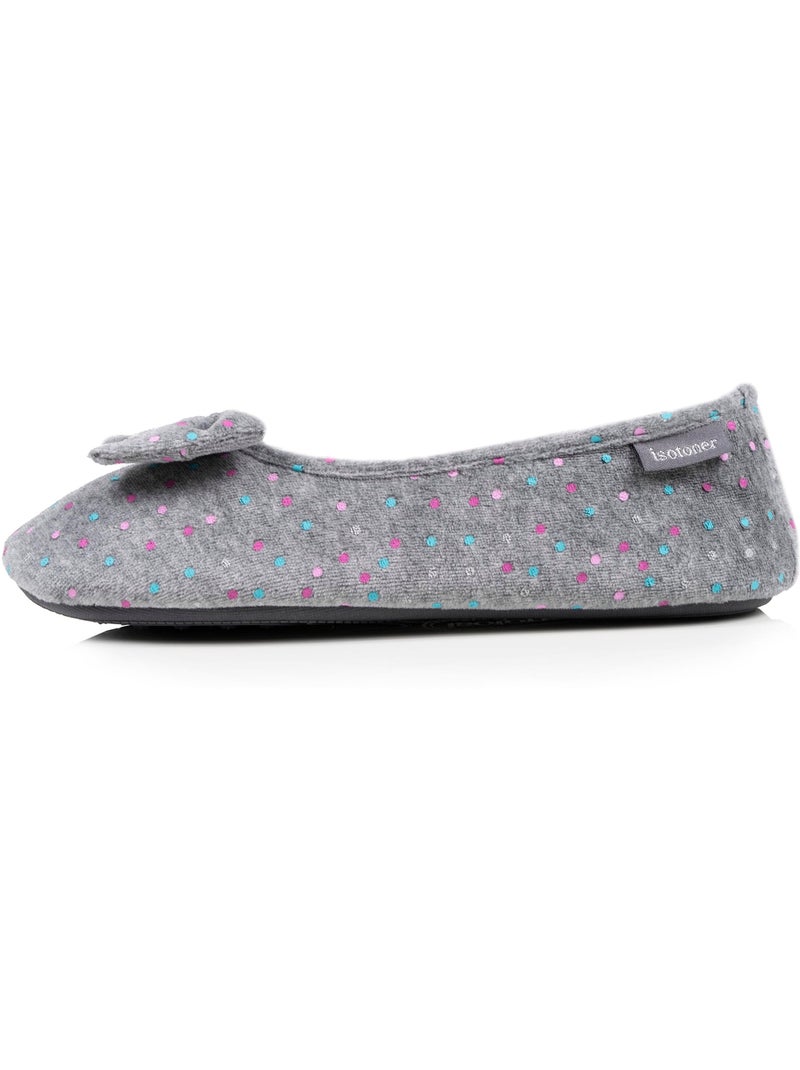 Chaussons ballerines velours semelle ultra souple mousse à femme Isotoner Gris - Kiabi