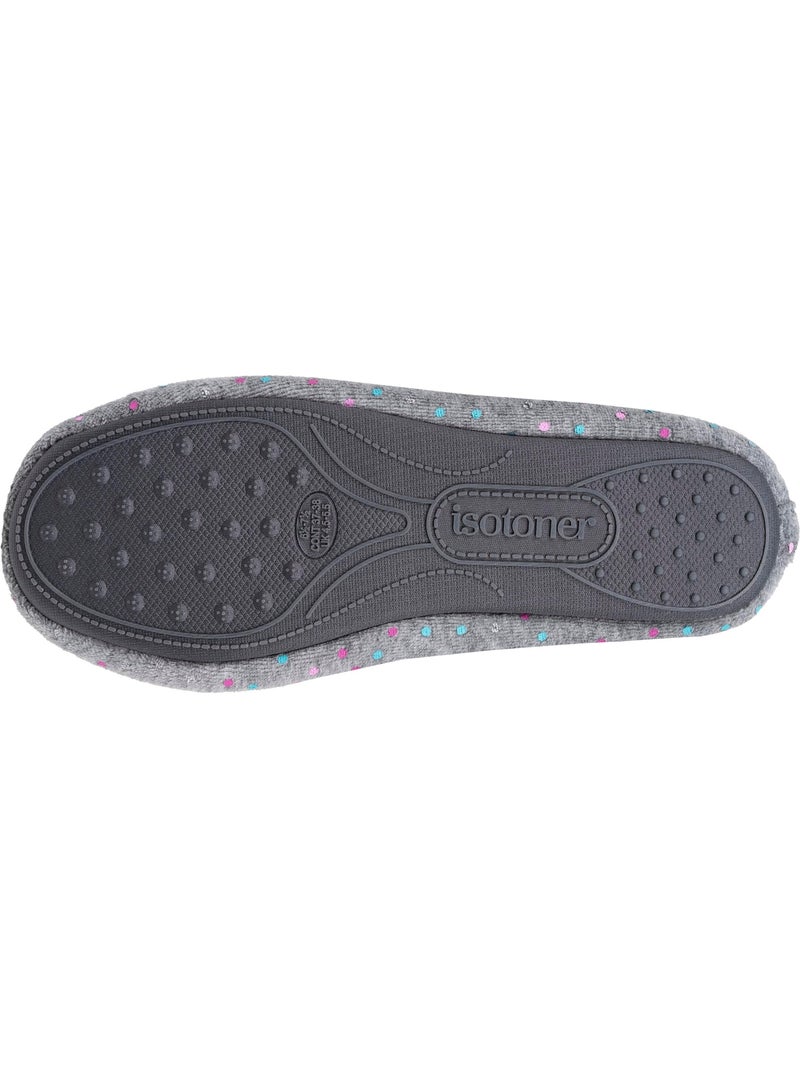Chaussons ballerines velours semelle ultra souple mousse à femme Isotoner Gris - Kiabi