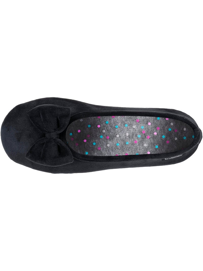 Chaussons ballerines velours semelle ultra souple mousse à femme Isotoner Noir - Kiabi