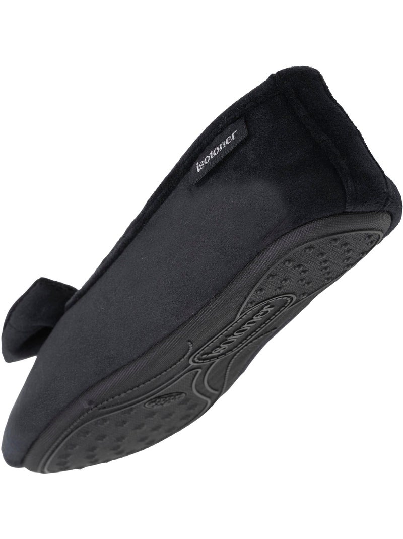 Chaussons ballerines velours semelle ultra souple mousse à femme Isotoner Noir - Kiabi